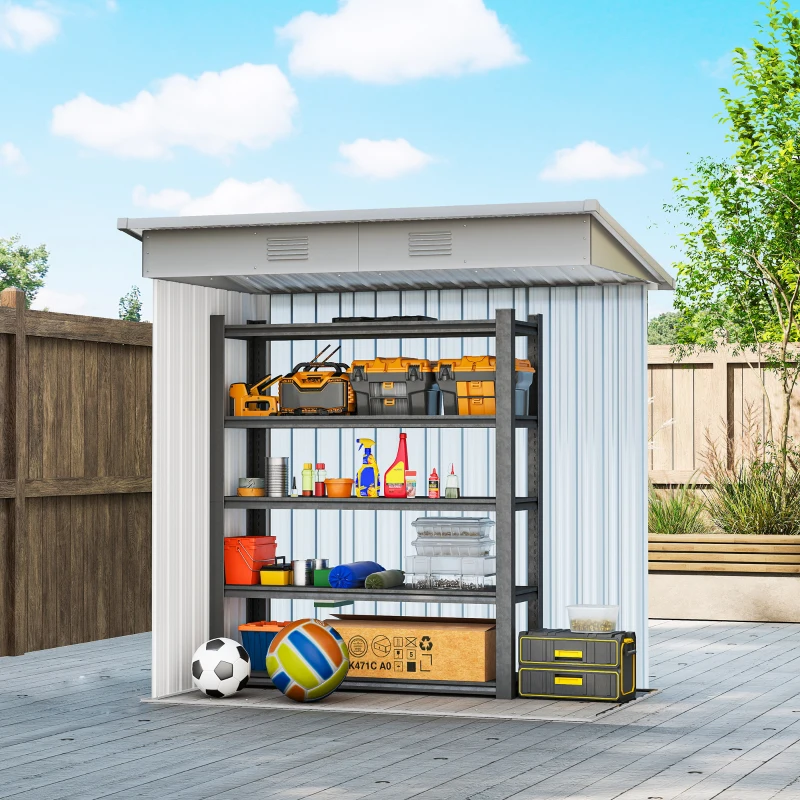 Outsunny 6' x 4' Outdoor Storage Shed, Metal Garden Tool Storage House Organizer with Lockable Sliding Doors and Vents for Backyard Patio Lawn, Charcoal Grey