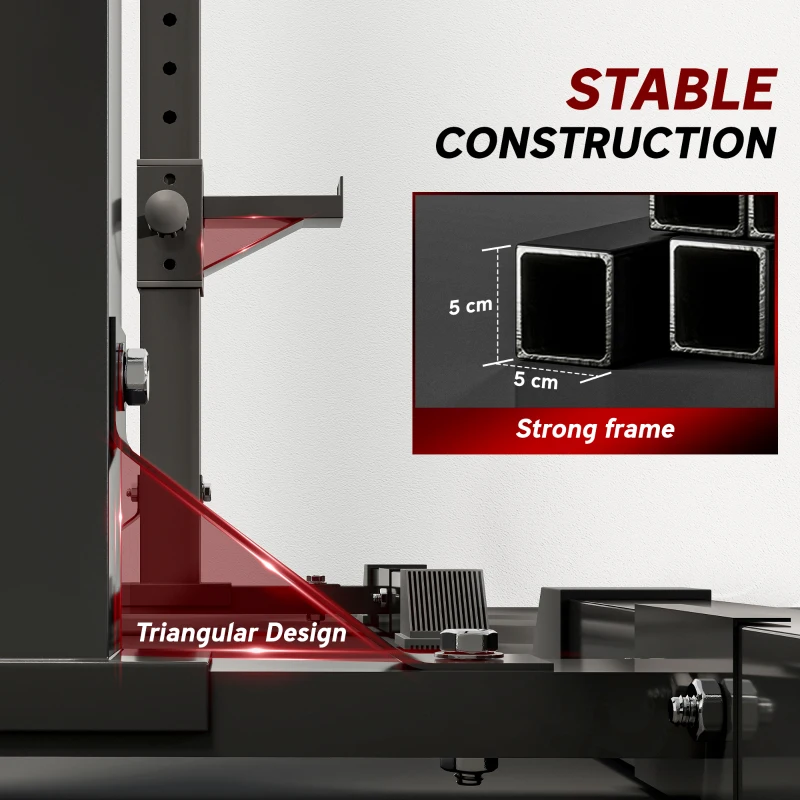 Soozier Adjustable Stable Power Squat Stand Portable 2 Bars Barbell Holder Weight Rack Black