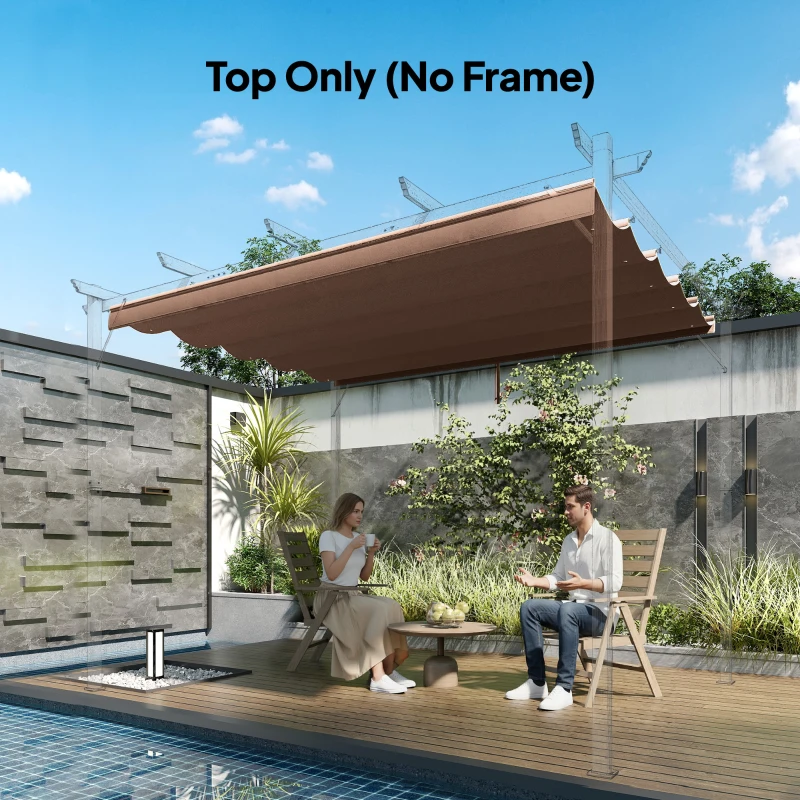Outsunny Retractable Replacement Pergola Canopy for 10' x 10' Pergola, Pergola Cover Replacement, Coffee