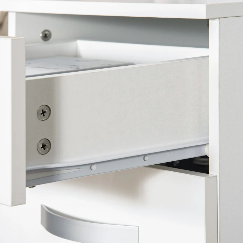 HOMCOM Modern Nightstand Set of 2, Bedside Tables with 3 High Gloss Drawers for Bedroom, White