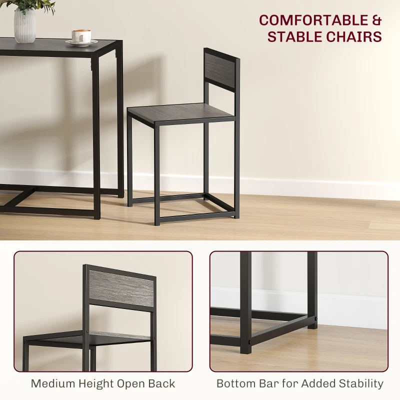 HOMCOM Dining Table Set, Industrial Dining Set for 2, Kitchen Table and Chairs for Small Space, Dining Room Table with Chairs