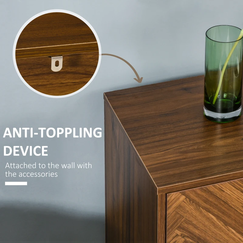 HOMCOM Bedside Table, Nightstand for Bedroom, End Side Table Dresser Storage with 2 Drawers, Walnut Brown