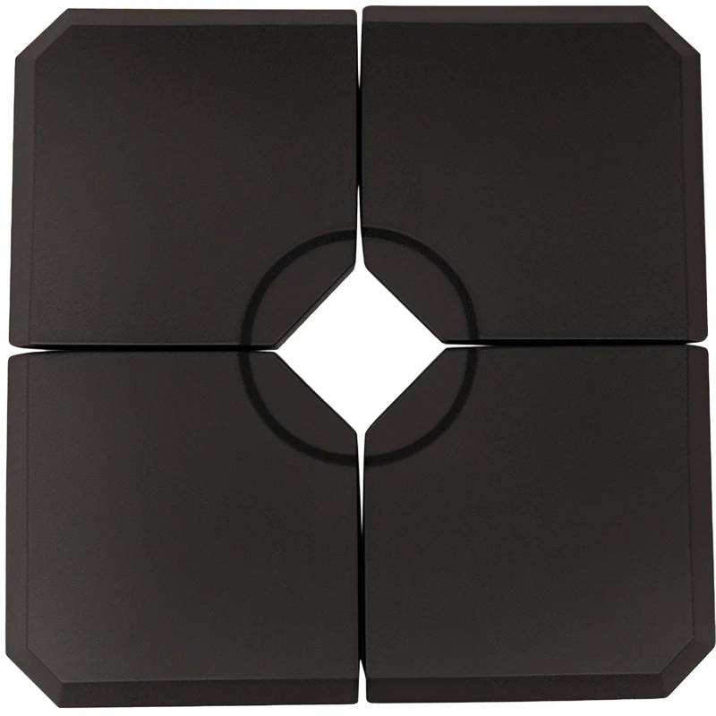 Outsunny 4 Pieces Umbrella Base Parasol Stand for Cantilever Umbrella Fill w/ Sand or Water Black