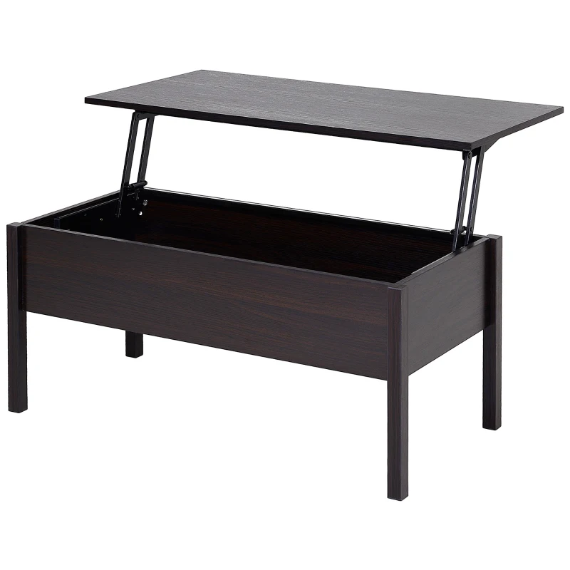HOMCOM 39" Modern Lift Top Coffee Table with Hidden Storage Compartment, Center Table for Living Room, Coffee