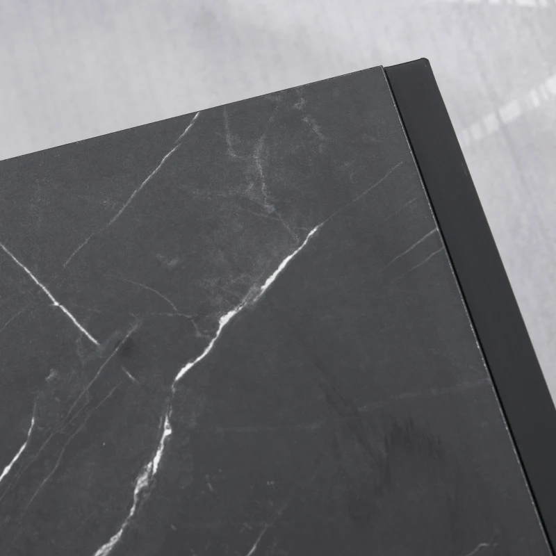 HOMCOM 2-Tier Coffee Table with Storage Shelf, Cocktail Table with Marble Textured Table Top, for Living Room Bedroom Dorm, Black