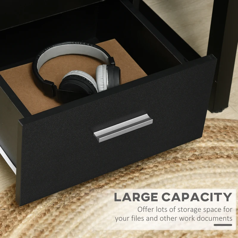 Vinsetto Mobile Filing Cabinet with Wheels, 3 Drawer File Cabinet with Lock and Keys for Home Office, Black