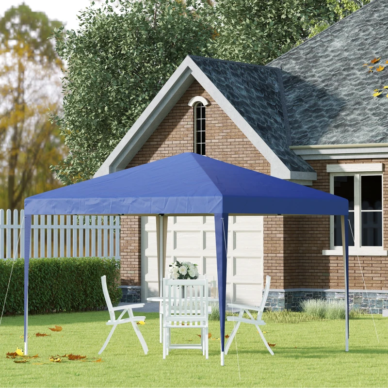 Outsunny 10 x 10ft Folding Pop Up Tent Outdoor Gazebo Canopy with Carrying Bag, Blue