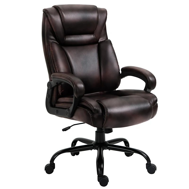 Vinsetto PU Leather Executive Office Chair with High Back, Adjustable Height and Swivel Wheels, 400LBS Capacity, Brown