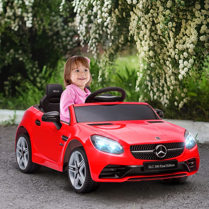Aosom 12V Ride On Car with Parent Remote Control Two Motors Music Lights Suspension Wheels for 3-6 Years Red