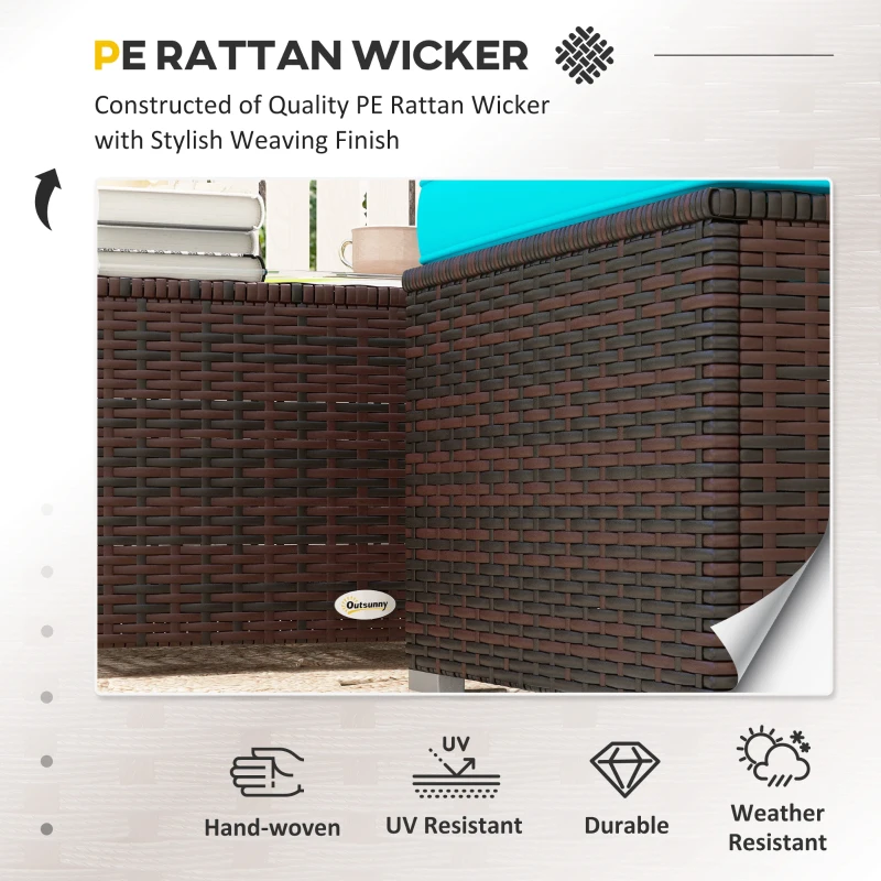 Outsunny Patio Furniture w/ Soft Cushions, Corner Sofa Sets, Turquoise