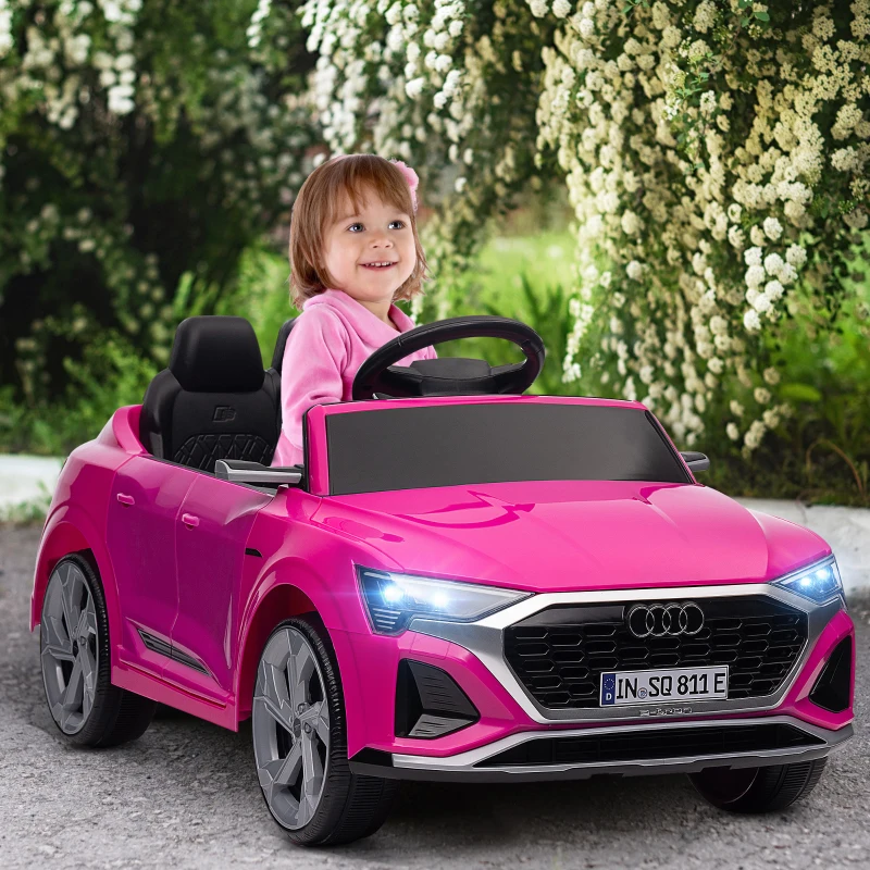 Qaba 12V Ride-On Car with Remote Control, Battery Powered Audi Q8 etron Sportback Licensed, for Kids 3-4 years old, Pink