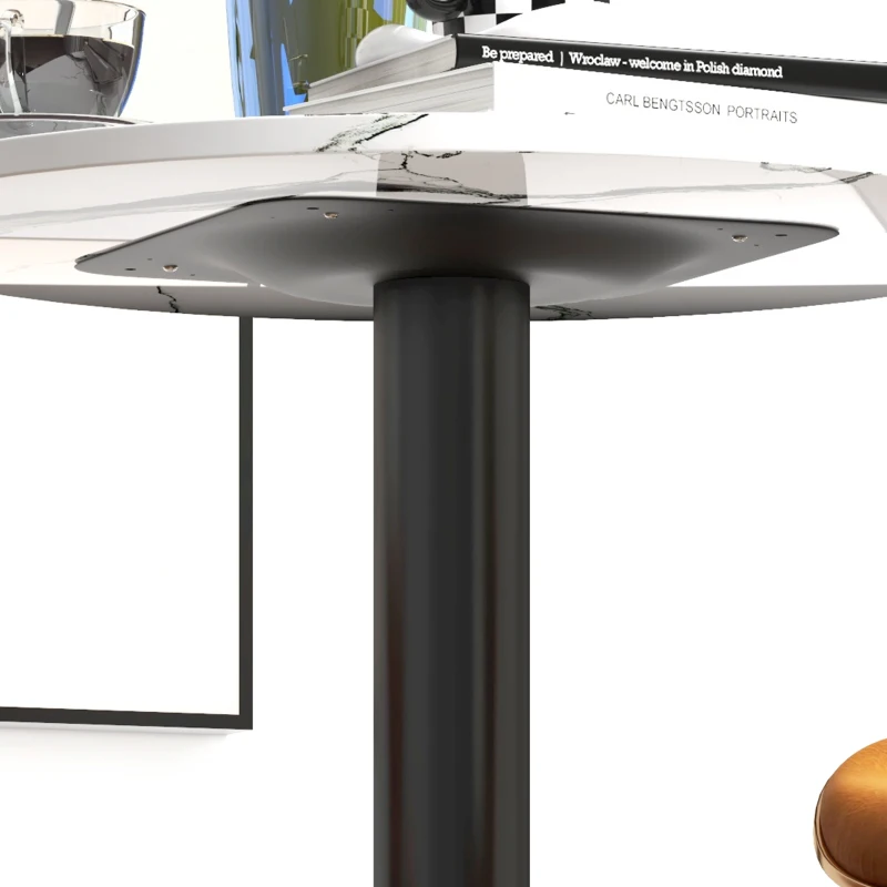 HOMCOM High Top Bar Table, Modern Round Dining Table with Faux-marbled Top and Gold Base, Bistro Table for 2 People, White