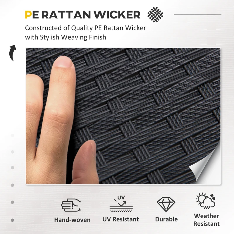 Outsunny 4 Pieces Wicker Patio Furniture Set with Thick Cushions, Outdoor PE Rattan Conversation Sofa Set with Glass Top Table & Extra Wide Seat, Sky Blue