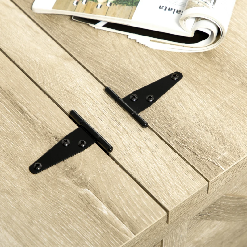 HOMCOM Farmhouse Coffee Table, Square Center Table with Flip-top Lids, Hidden Storage Compartment and Wooden Legs, Oak