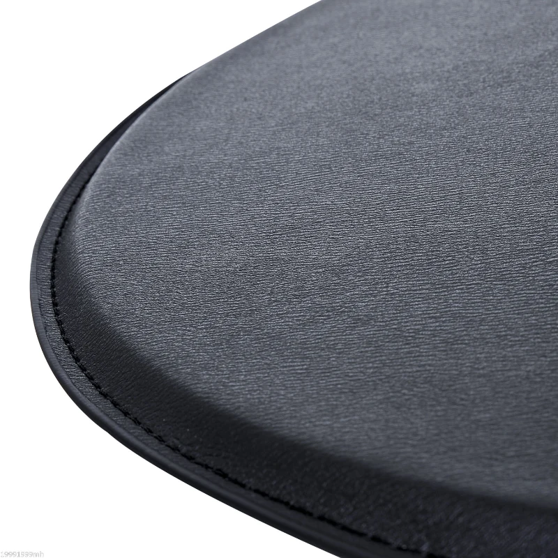 HOMCOM Modern Round Bar Table Adjustment Height Home Pub Bistro Desk Faux Leather Covered Wooden Top Chrome Base Black