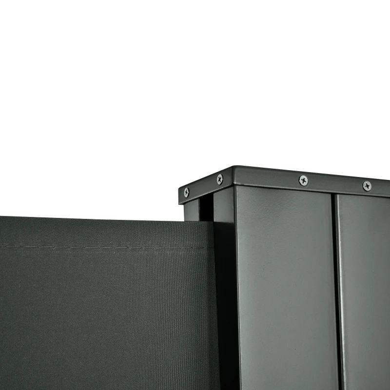 Outsunny 236" x 71" Outdoor Privacy Wall, Double Retractable Side Awning, Patio Screen for Garden, Balcony, Grey