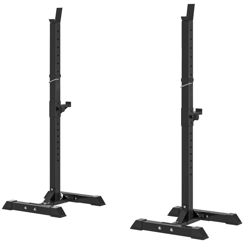 Soozier Adjustable Stable Power Squat Stand Portable 2 Bars Barbell Holder Weight Rack Black