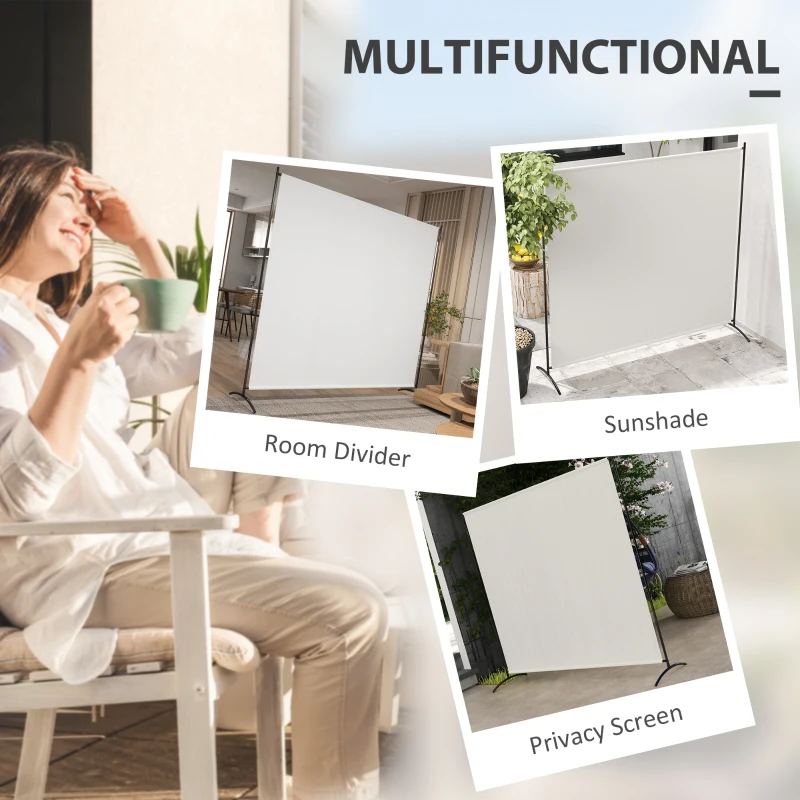 Outsunny Single Panel Room Divider, UV30+ Privacy Screen, Indoor Outdoor Privacy Panel with Stable Base, Beige