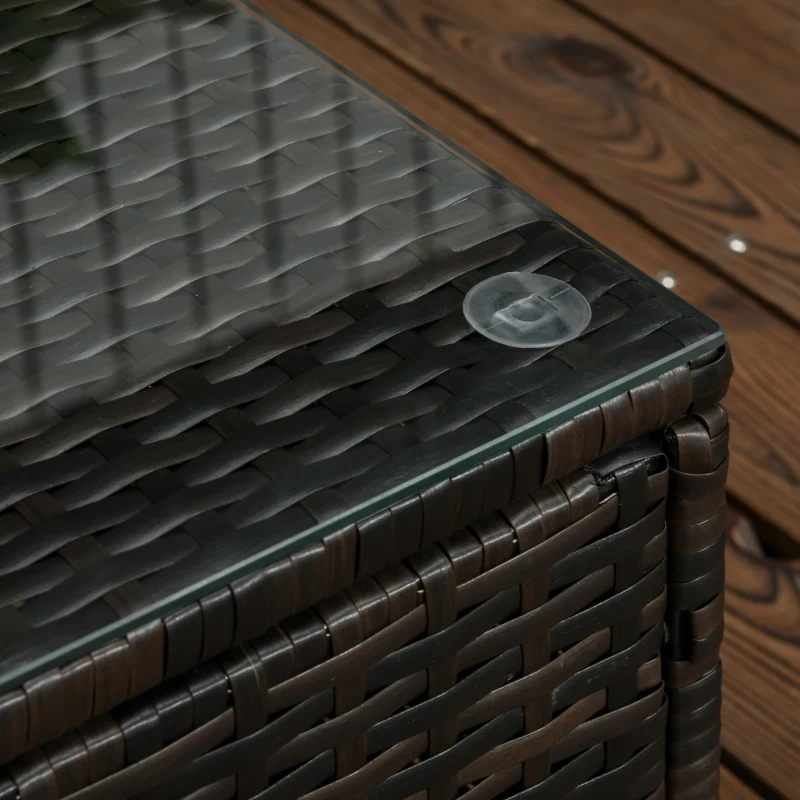 Outsunny 3 Pieces Patio Furniture Set with Cushions, Outdoor PE Rattan Wicker Conversation Corner Sofa Set with Glass Top Table and Adjustable Foot for Garden, Lawn, Cream White