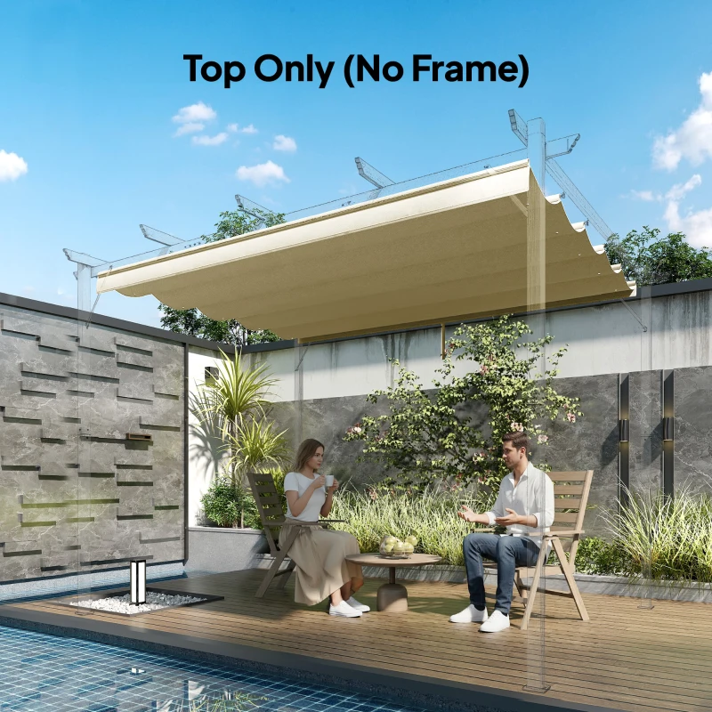 Outsunny 8.2' x 8.4' Retractable Pergola Canopy Replacement, Fit 10' x 10' Frame, Pergola Cover Replacement Top Only, Beige