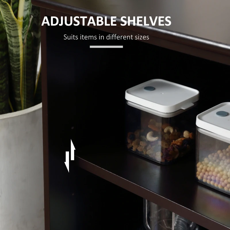 HOMCOM Modern Kitchen Sideboard, Stackable Storage Cabinet, Sliding Glass Door Console, Cupboard Serving Buffet for Kitchen & Dining Room, Coffee