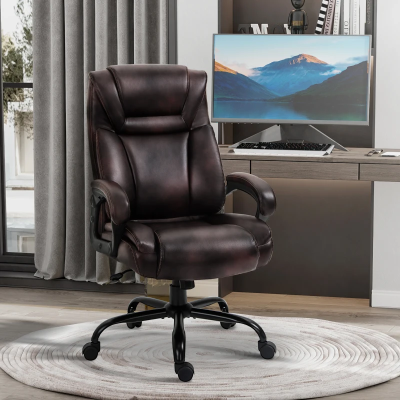 Vinsetto PU Leather Executive Office Chair with High Back, Adjustable Height and Swivel Wheels, 400LBS Capacity, Brown