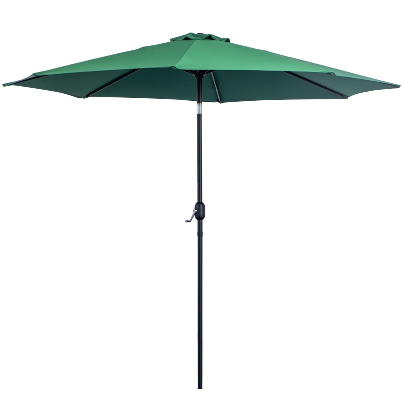 Outsunny 10' x 8' Round Market Umbrella, Patio Umbrella with Crank Handle and Tilt, Outdoor Parasol for Garden, Bench, Lawn, Green