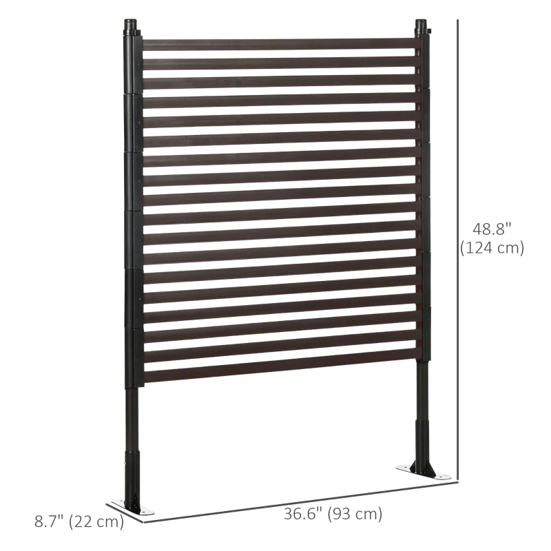 Outsunny 4 FT Outdoor Privacy Screen with 2 Standing Ways for Hard & Soft Ground, Decorative Outdoor Divider, Metal Animal Barrier for Garden, Backyard, Deck, Brown