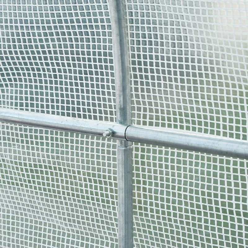 Outsunny 8.2x6.6x6.6ft Walk-in Tunnel Greenhouse Portable Garden Plant Growing Warm House with Door and Ventilation Window, White