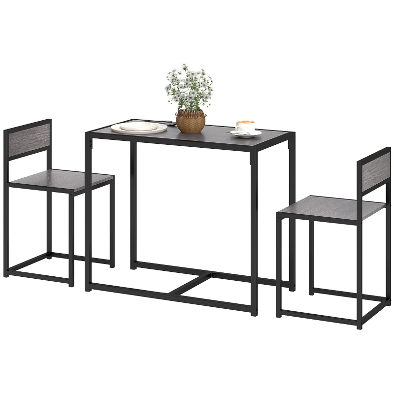 HOMCOM Dining Table Set, Industrial Dining Set for 2, Kitchen Table and Chairs for Small Space, Dining Room Table with Chairs