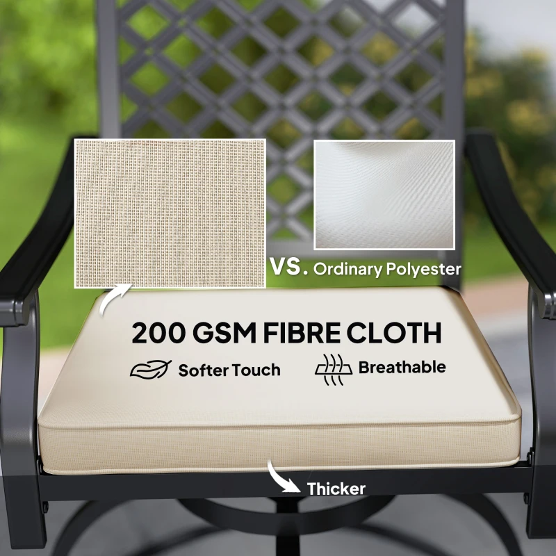 Outsunny Outdoor Bar Stools Set of 2, Bar Height Swivel Patio Chairs with Cushion, Pillow Footrest for Poolside, Backyard