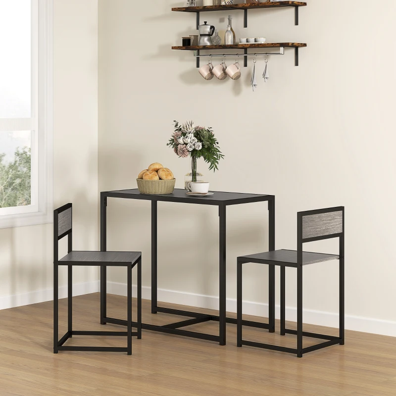 HOMCOM Dining Table Set, Industrial Dining Set for 2, Kitchen Table and Chairs for Small Space, Dining Room Table with Chairs