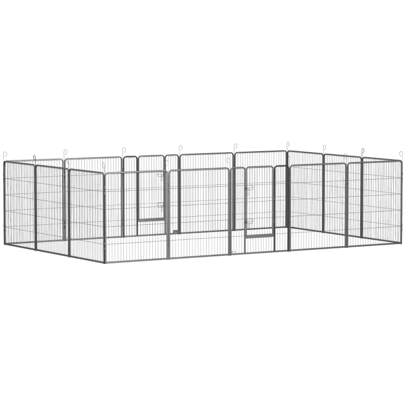 PawHut 16 Panel 39" Height Heavy Duty Dog Playpen for Small Medium Large Dogs, Grey