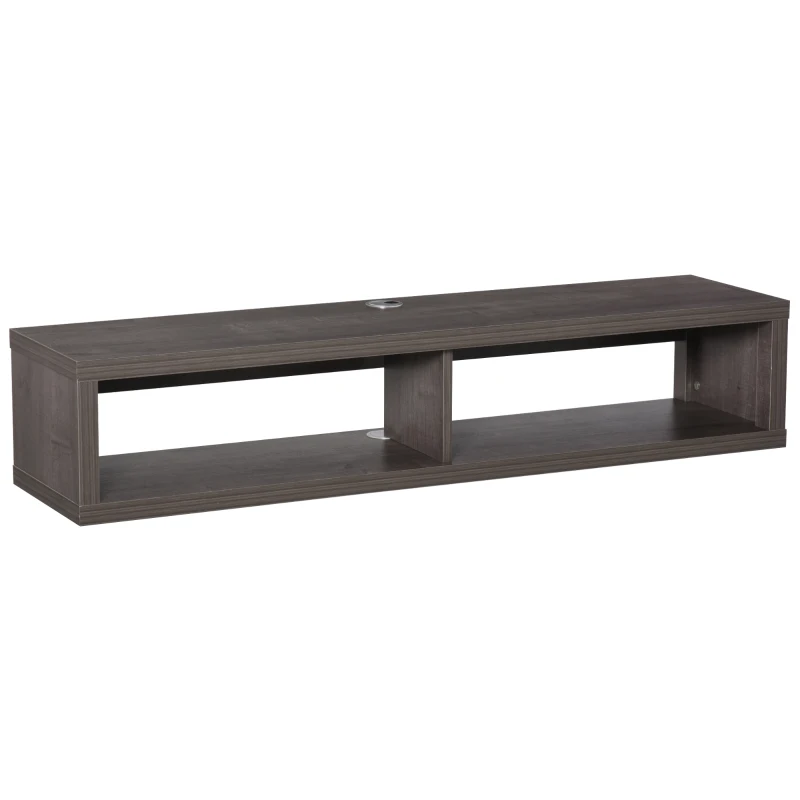 HOMCOM Floating TV Stand Shelf for 50" TVs, Wall Mounted Entertainment Center for Living Room, Bedroom, Media Console with Storage Shelf for Audio, Video, Dark Grey Wood Grain