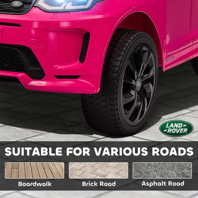 Qaba Land Rover Discovery Sport Licensed 12V Ride on Car w/ Remote, Soft Start, LED Lights, Music Horn, Pink