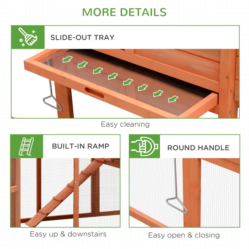 PawHut 82" Deluxe Chicken Coop Wooden Hen House Rabbit Hutch Poultry Cage Pen Backyard with Run and Nesting Box