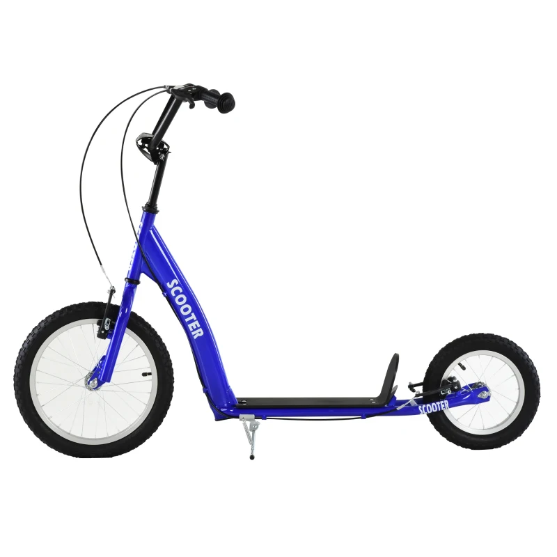 Aosom Kids Scooter with Adjustable Handlebar, Youth Kick Scooter with Dual Brakes, Inflatable Wheels, for Age 5+, Blue