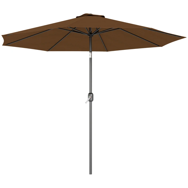 Outsunny 10' x 8' Round Market Umbrella, Patio Umbrella with Crank Handle and Tilt, Outdoor Parasol for Garden, Bench, Lawn, Coffee