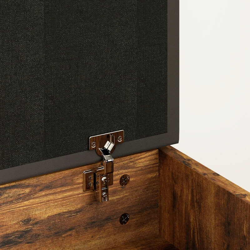 HOMCOM Shoe Bench Entryway Storage Rack with Padded Cushion, Hidden Storage for Hallway, Living Room, Rustic Brown