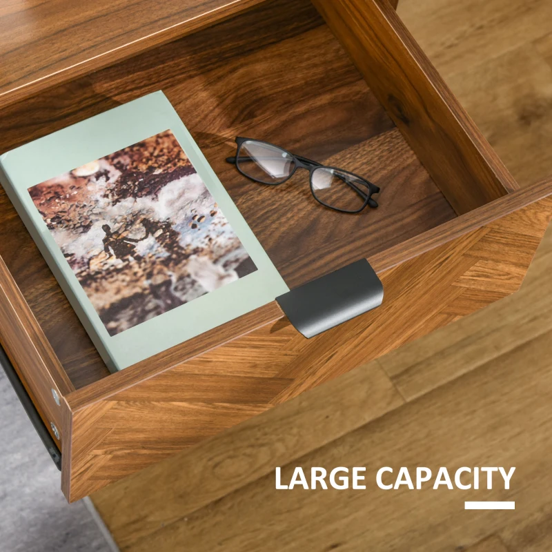 HOMCOM Bedside Table, Nightstand for Bedroom, End Side Table Dresser Storage with 2 Drawers, Walnut Brown