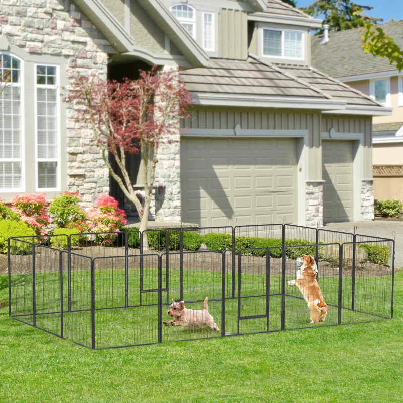 PawHut 16 Panel 39" Height Heavy Duty Dog Playpen for Small Medium Large Dogs, Grey