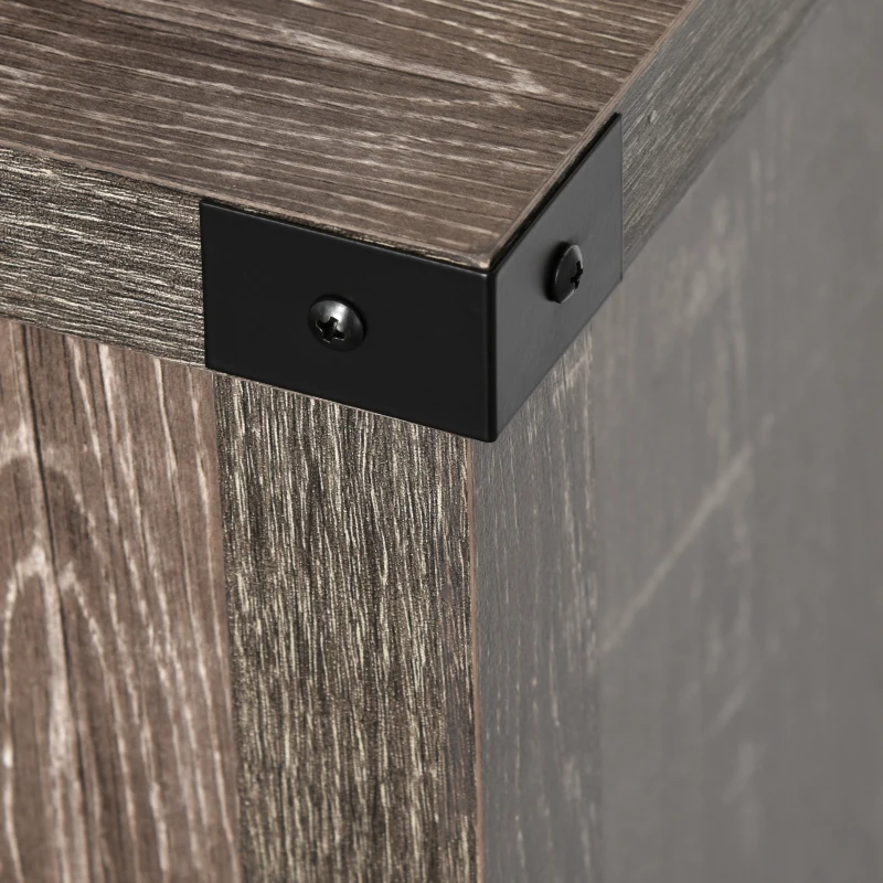 HOMCOM Rustic Barn Door Storage Cabinet Modern Farmhouse Buffet Sideboard for Kitchen & Dining Room  Dark Oak