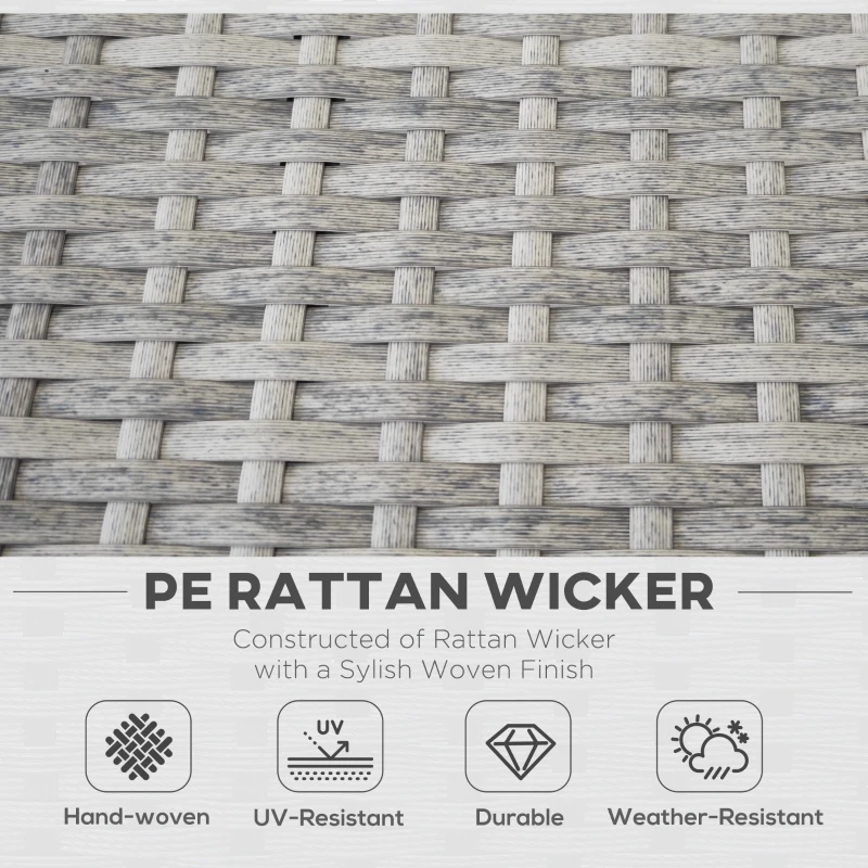 Outsunny 7pc Patio Wicker Set w/ Tea Table Wicker Sectional Sofa Set Grey