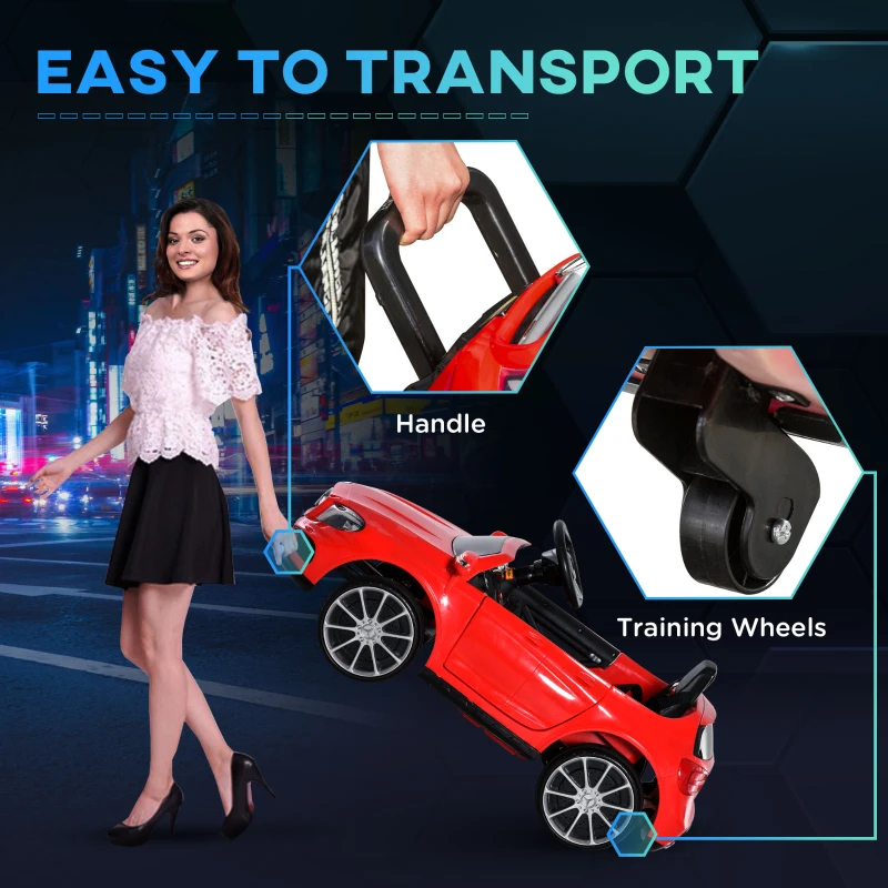 Aosom 6V Kids Licensed Ride On Car Toy Battery Powered High/Low Speed with Headlight Music and Remote Control Red