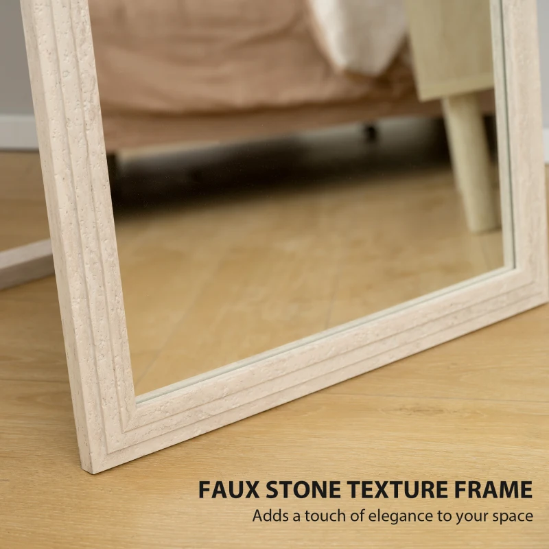 HOMCOM 64" x 21" Full Length Mirror, Standing, Wall-Mounted or Leaning Against Wall, for Bedroom, Living Room, White