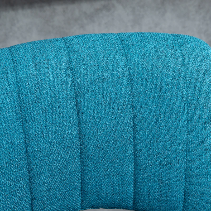 HOMCOM Bar Stools Set of 2, Swivel Counter Height Barstools with Adjustable Height, Linen Upholstered Bar Chairs with Round Metal Base and Footrest, Blue