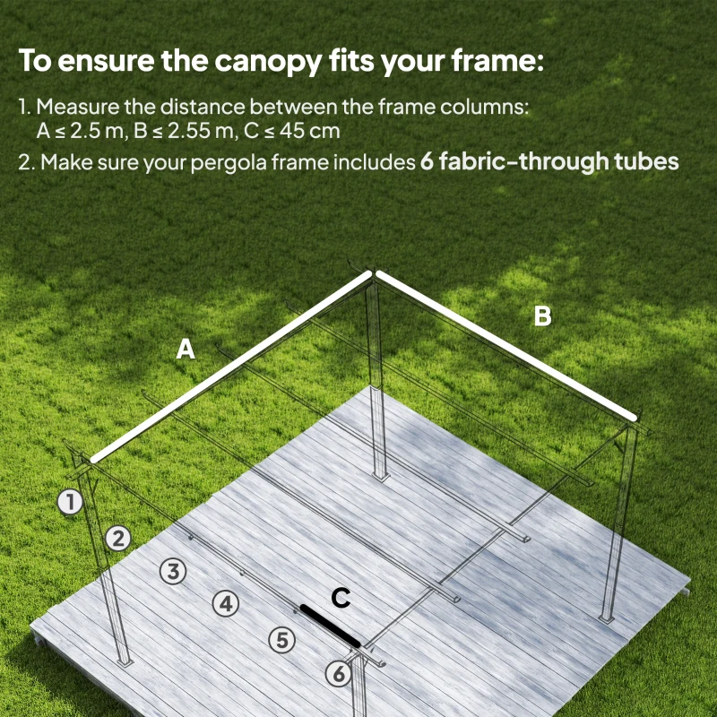 Outsunny 8.2' x 8.4' Retractable Pergola Canopy Replacement, Fit 10' x 10' Frame, Pergola Cover Replacement Top Only, Cream White