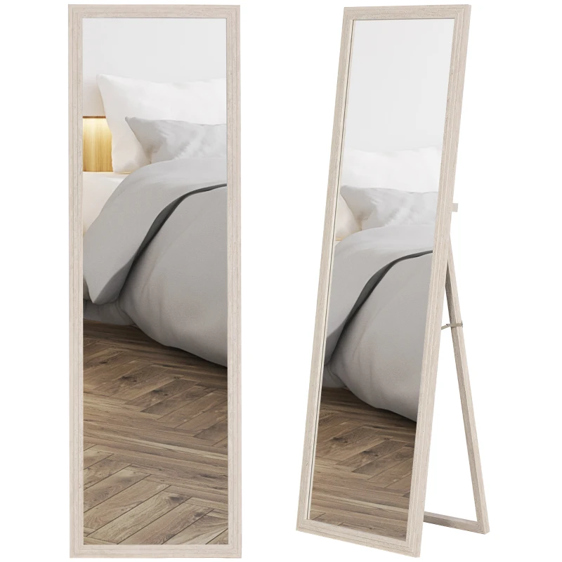 HOMCOM 64" x 21" Full Length Mirror, Standing, Wall-Mounted or Leaning Against Wall, for Bedroom, Living Room, White
