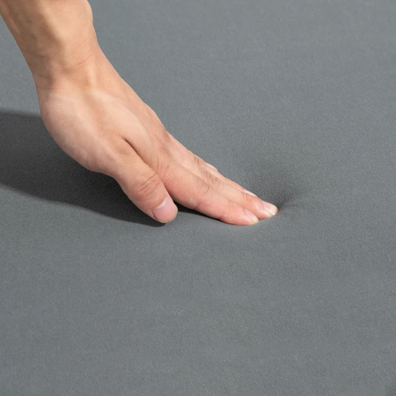 HOMCOM Upholstered Bedroom Bench, Channel Tufted Ottoman Bench with Thick Padding and Metal Legs, Grey