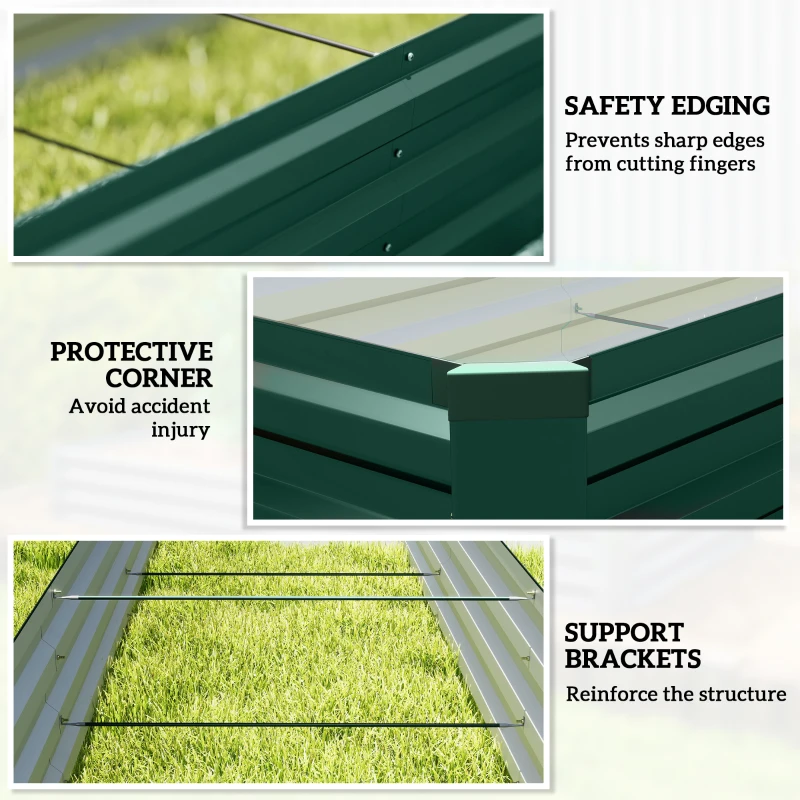Outsunny 8'x2'x1' Galvanized Raised Bed, Large Elevated Planter Box for Growing Flowers, Herbs and Vegetables, Green